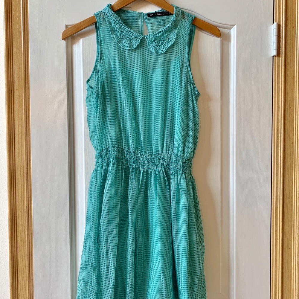 Zara Trafaluc green polka dot dress